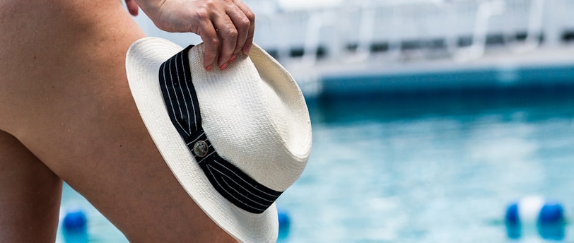 a woman in a swimsuit in a pool